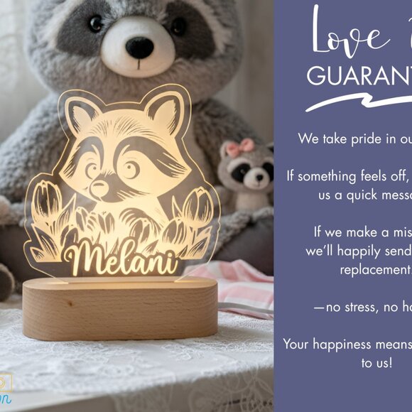 Personalized Raccoon Night Light – Custom LED Raccoon Room Decor - Picture 6 of 8